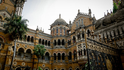 Fototapeta na wymiar Chhatrapati Shivaji Terminus railway station (CSTM), is a historic railway station and a UNESCO World Heritage Site in Mumbai, Maharashtra, India