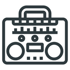 old music player black line icons on white background