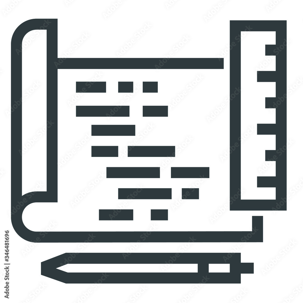 Wall mural programming black line icons on white background