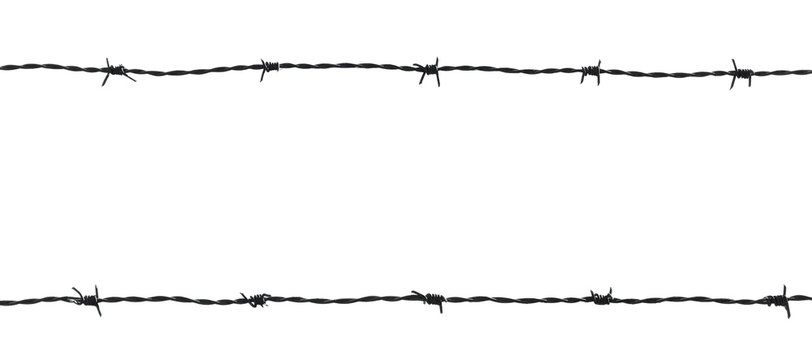 Barb wire fence isolated on white background