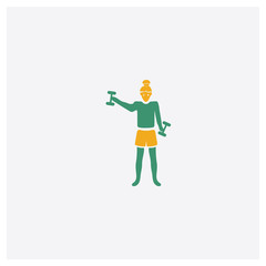 Woman Training concept 2 colored icon. Isolated orange and green Woman Training vector symbol design. Can be used for web and mobile UI/UX