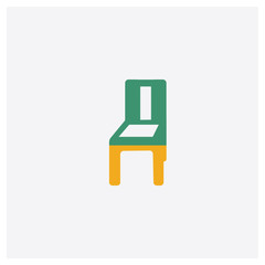 Baby chair concept 2 colored icon. Isolated orange and green Baby chair vector symbol design. Can be used for web and mobile UI/UX