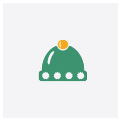 Winter hat concept 2 colored icon. Isolated orange and green Winter hat vector symbol design. Can be used for web and mobile UI/UX