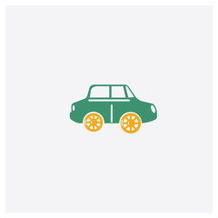 Car concept 2 colored icon. Isolated orange and green Car vector symbol design. Can be used for web and mobile UI/UX