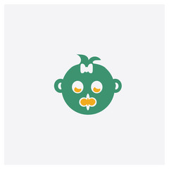 Baby girl concept 2 colored icon. Isolated orange and green Baby girl vector symbol design. Can be used for web and mobile UI/UX