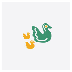 Duck concept 2 colored icon. Isolated orange and green Duck vector symbol design. Can be used for web and mobile UI/UX