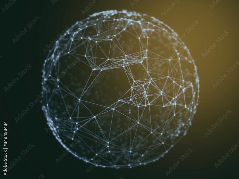 Aufkleber abstract sphere geometry orb and polygonal lines and dots. futuristic technology (super high resolut