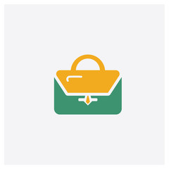 Briefcase concept 2 colored icon. Isolated orange and green Briefcase vector symbol design. Can be used for web and mobile UI/UX