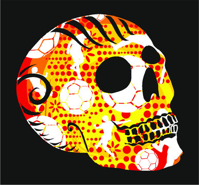 Tattoo tribal skull soccer ball print and embroidery graphic design vector art