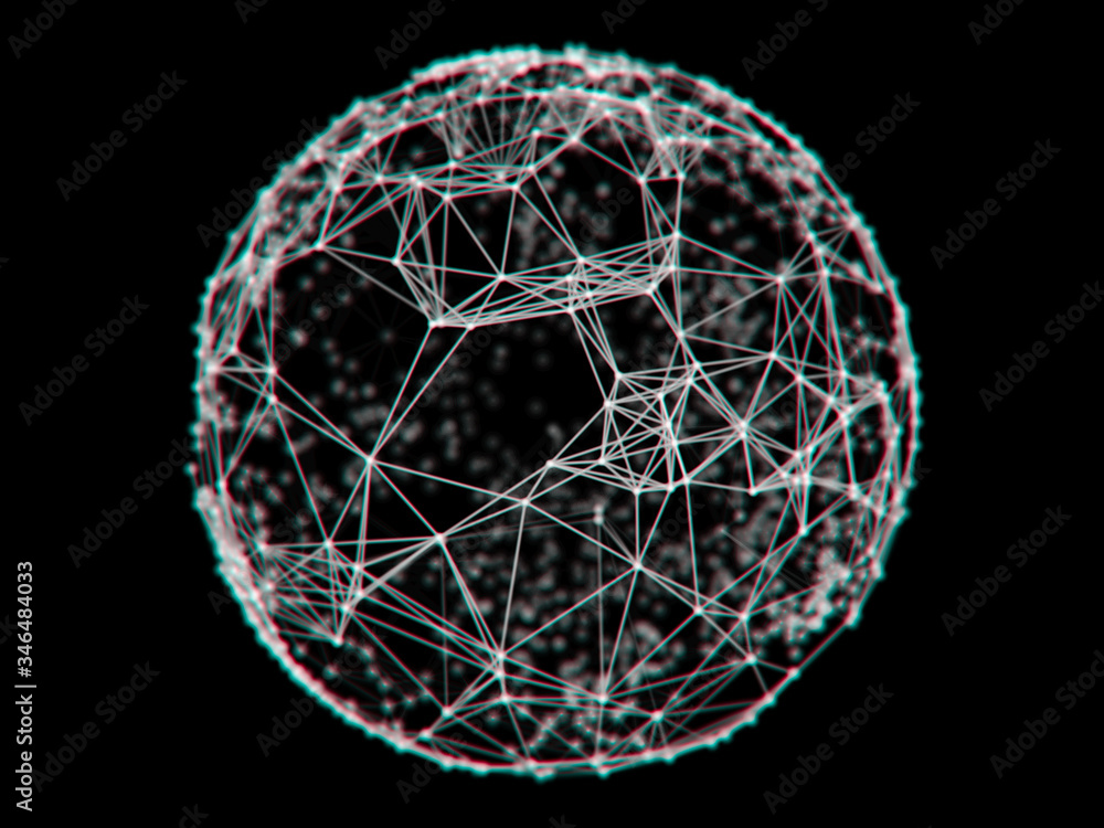 Poster abstract sphere geometry orb and polygonal lines and dots. futuristic technology (super high resolut