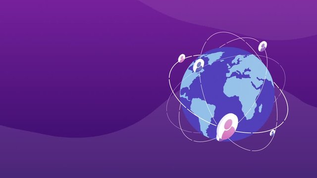 Isometric Social Media Marketing Earth Ball Communication concept  - Modern flat design animation - Can be used for background, video presentation, website or Landing page etc.