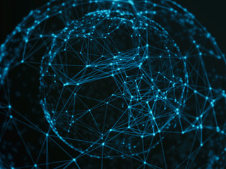 Abstract sphere geometry orb and polygonal lines and dots. Futuristic Technology (super high resolution)