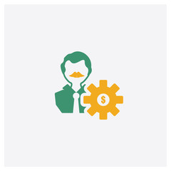 Management concept 2 colored icon. Isolated orange and green Management vector symbol design. Can be used for web and mobile UI/UX