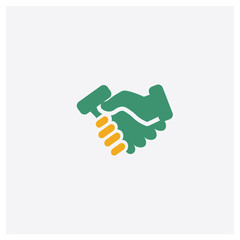 Deal concept 2 colored icon. Isolated orange and green Deal vector symbol design. Can be used for web and mobile UI/UX