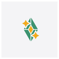Diamond concept 2 colored icon. Isolated orange and green Diamond vector symbol design. Can be used for web and mobile UI/UX