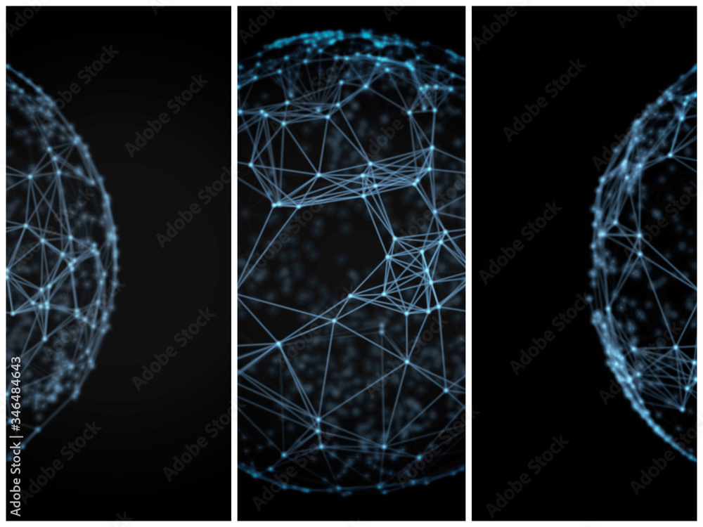 Poster abstract sphere geometry orb and polygonal lines and dots. futuristic technology (super high resolut