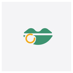 Piercing concept 2 colored icon. Isolated orange and green Piercing vector symbol design. Can be used for web and mobile UI/UX