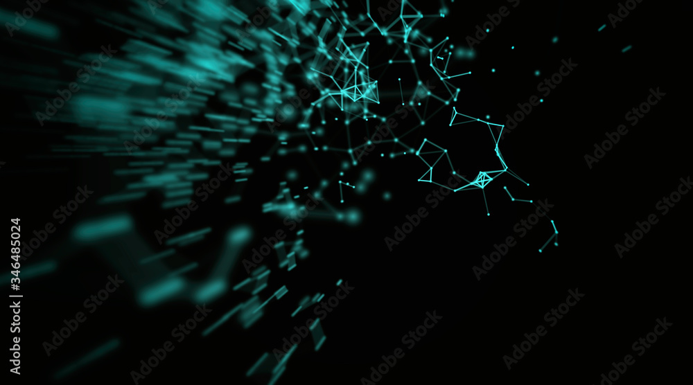 Aufkleber abstract sphere geometry orb and polygonal lines and dots. futuristic technology (super high resolut