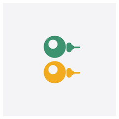 Earrings concept 2 colored icon. Isolated orange and green Earrings vector symbol design. Can be used for web and mobile UI/UX