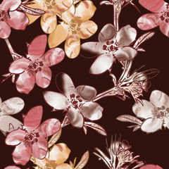 Obraz na płótnie Canvas Field flowers bouquet, seamless pattern.