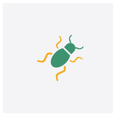 Bug concept 2 colored icon. Isolated orange and green Bug vector symbol design. Can be used for web and mobile UI/UX