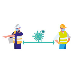 Industrial workers working with safety rules