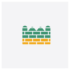 Firewall concept 2 colored icon. Isolated orange and green Firewall vector symbol design. Can be used for web and mobile UI/UX