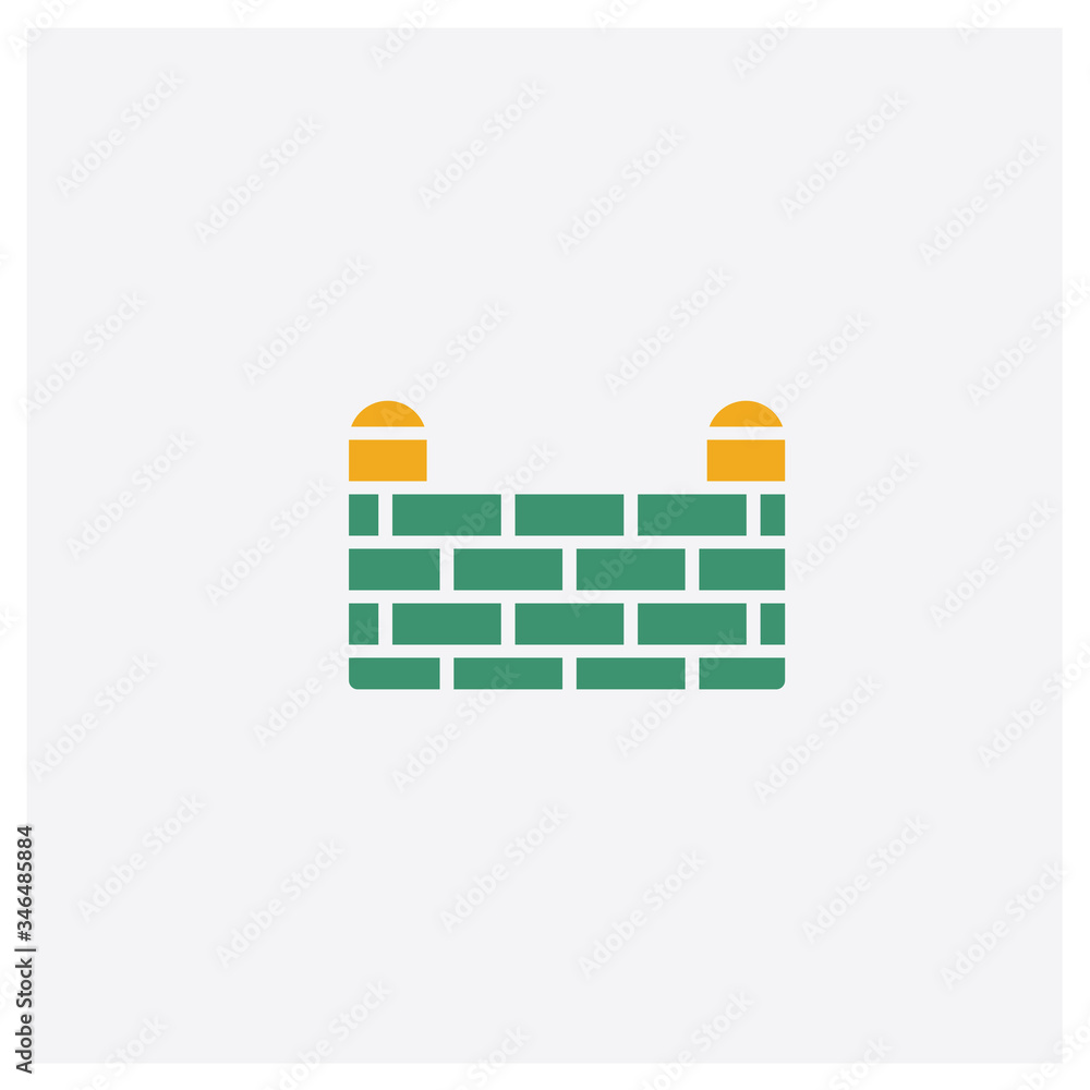 Wall mural firewall concept 2 colored icon. isolated orange and green firewall vector symbol design. can be use