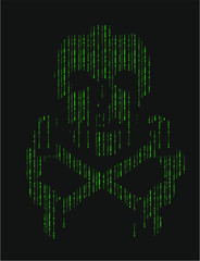 Hacker skull print and embroidery graphic design vector art