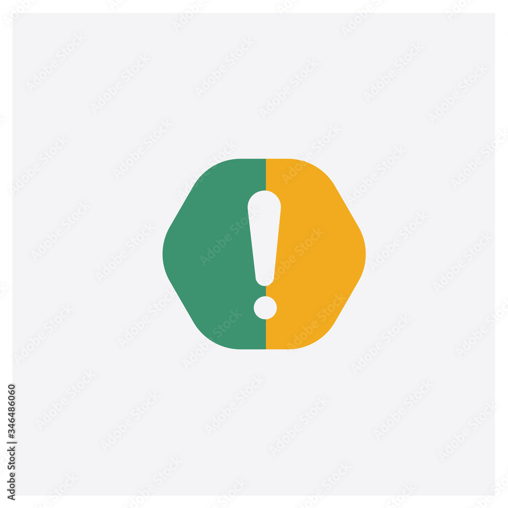 Wall mural warning concept 2 colored icon. isolated orange and green warning vector symbol design. can be used 