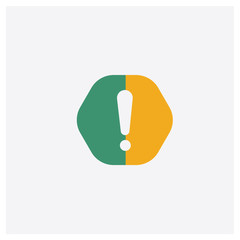 Warning concept 2 colored icon. Isolated orange and green Warning vector symbol design. Can be used for web and mobile UI/UX