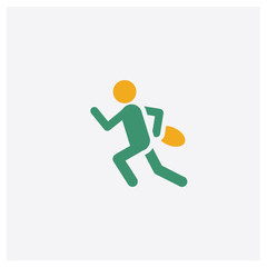 Thief concept 2 colored icon. Isolated orange and green Thief vector symbol design. Can be used for web and mobile UI/UX