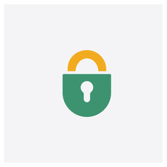 Padlock concept 2 colored icon. Isolated orange and green Padlock vector symbol design. Can be used for web and mobile UI/UX