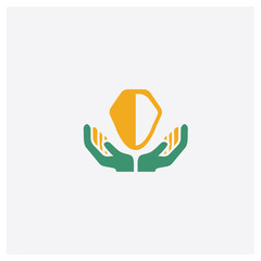 Security concept 2 colored icon. Isolated orange and green Security vector symbol design. Can be used for web and mobile UI/UX