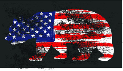 American flag california bear graphic design vector art