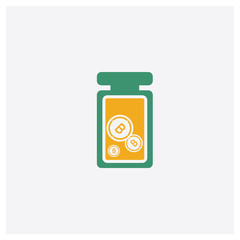 Bitcoin concept 2 colored icon. Isolated orange and green Bitcoin vector symbol design. Can be used for web and mobile UI/UX