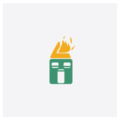 Fire concept 2 colored icon. Isolated orange and green Fire vector symbol design. Can be used for web and mobile UI/UX