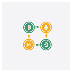 Network concept 2 colored icon. Isolated orange and green Network vector symbol design. Can be used for web and mobile UI/UX