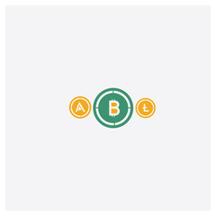 Bitcoin concept 2 colored icon. Isolated orange and green Bitcoin vector symbol design. Can be used for web and mobile UI/UX