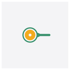 Frying Pan From Top concept 2 colored icon. Isolated orange and green Frying Pan From Top vector symbol design. Can be used for web and mobile UI/UX