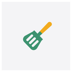 Spatula utensil concept 2 colored icon. Isolated orange and green Spatula utensil vector symbol design. Can be used for web and mobile UI/UX