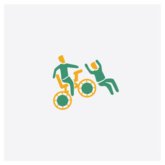 Accident concept 2 colored icon. Isolated orange and green Accident vector symbol design. Can be used for web and mobile UI/UX