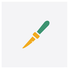 Thin Knife concept 2 colored icon. Isolated orange and green Thin Knife vector symbol design. Can be used for web and mobile UI/UX