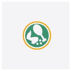 Fried Chicken Thighs concept 2 colored icon. Isolated orange and green Fried Chicken Thighs vector symbol design. Can be used for web and mobile UI/UX