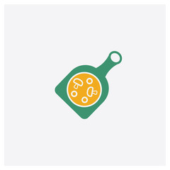 Pepperoni Pizza concept 2 colored icon. Isolated orange and green Pepperoni Pizza vector symbol design. Can be used for web and mobile UI/UX