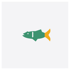 Kitchen Fish concept 2 colored icon. Isolated orange and green Kitchen Fish vector symbol design. Can be used for web and mobile UI/UX