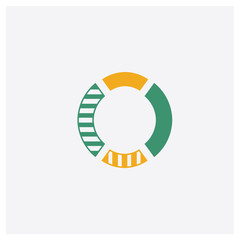 Pie chart concept 2 colored icon. Isolated orange and green Pie chart vector symbol design. Can be used for web and mobile UI/UX