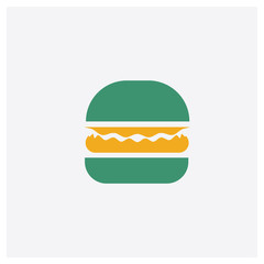 Complete Hamburger concept 2 colored icon. Isolated orange and green Complete Hamburger vector symbol design. Can be used for web and mobile UI/UX
