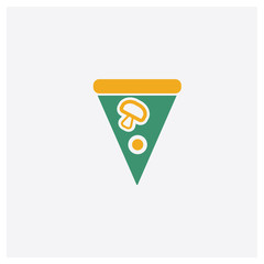 Pepperoni Pizza Slice concept 2 colored icon. Isolated orange and green Pepperoni Pizza Slice vector symbol design. Can be used for web and mobile UI/UX
