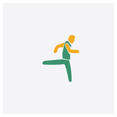 Stick Man Jumping concept 2 colored icon. Isolated orange and green Stick Man Jumping vector symbol design. Can be used for web and mobile UI/UX